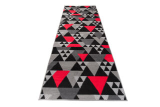 Alfombra de Pasillo Maya Gris Rojo Geométrico Triángulos