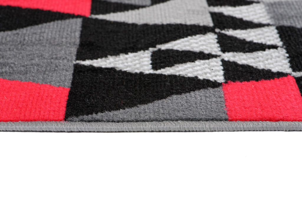 Alfombra de Pasillo Maya Gris Rojo Geométrico Triángulos