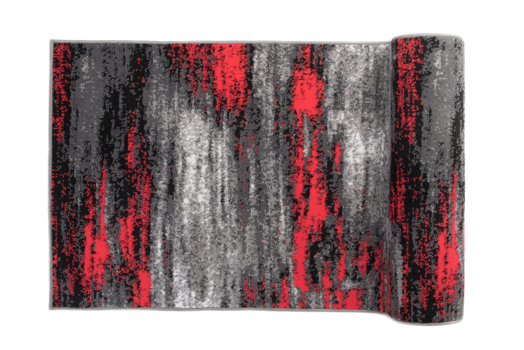 Alfombra de Pasillo Maya Gris Negro Rojo Abstracto
