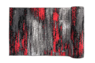 Alfombra de Pasillo Maya Gris Negro Rojo Abstracto