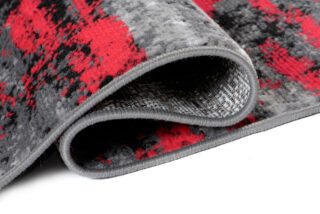 Alfombra de Pasillo Maya Gris Negro Rojo Abstracto