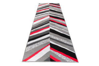 Alfombra de Pasillo Maya Gris Rojo Geométrico Líneas