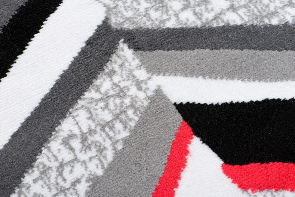 Alfombra de Pasillo Maya Gris Rojo Geométrico Líneas