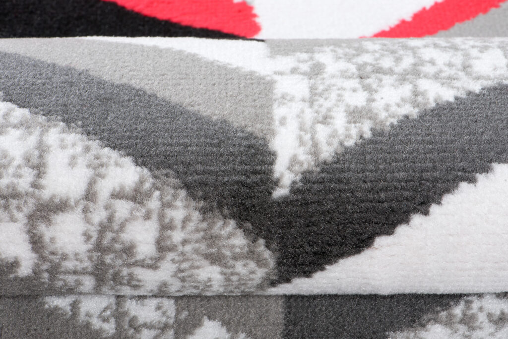 Alfombra de Pasillo Maya Gris Rojo Geométrico Líneas