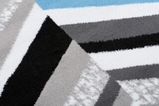 Alfombra de Pasillo Maya Gris Azul Geométrico Líneas