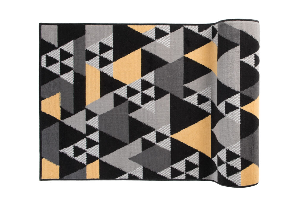 Alfombra de Pasillo Maya Gris Amarillo Geométrico Triángulos