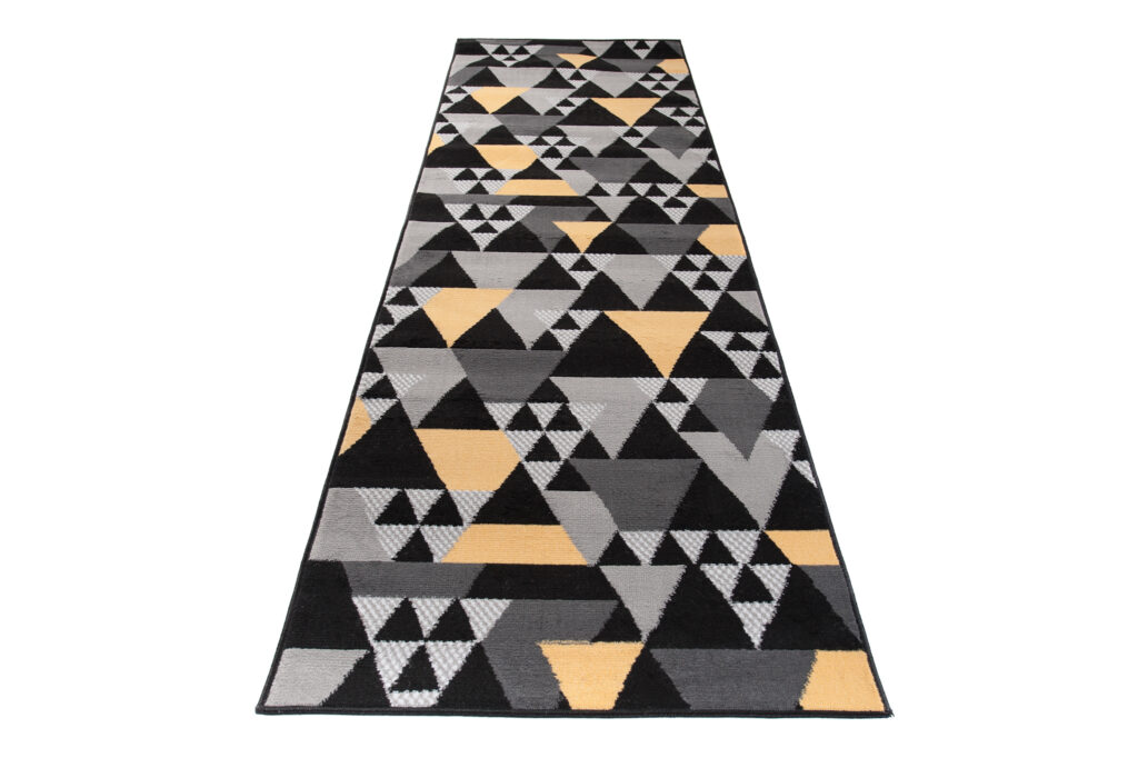 Alfombra de Pasillo Maya Gris Amarillo Geométrico Triángulos