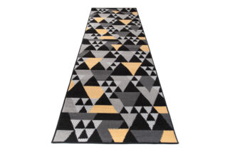 Alfombra de Pasillo Maya Gris Amarillo Geométrico Triángulos