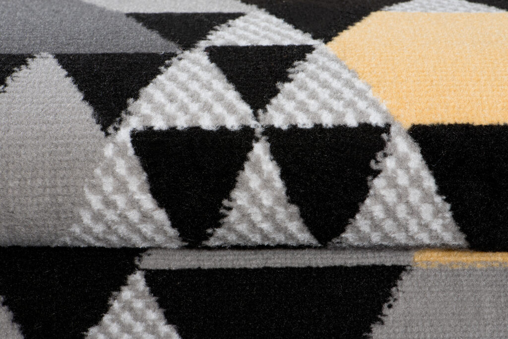Alfombra de Pasillo Maya Gris Amarillo Geométrico Triángulos
