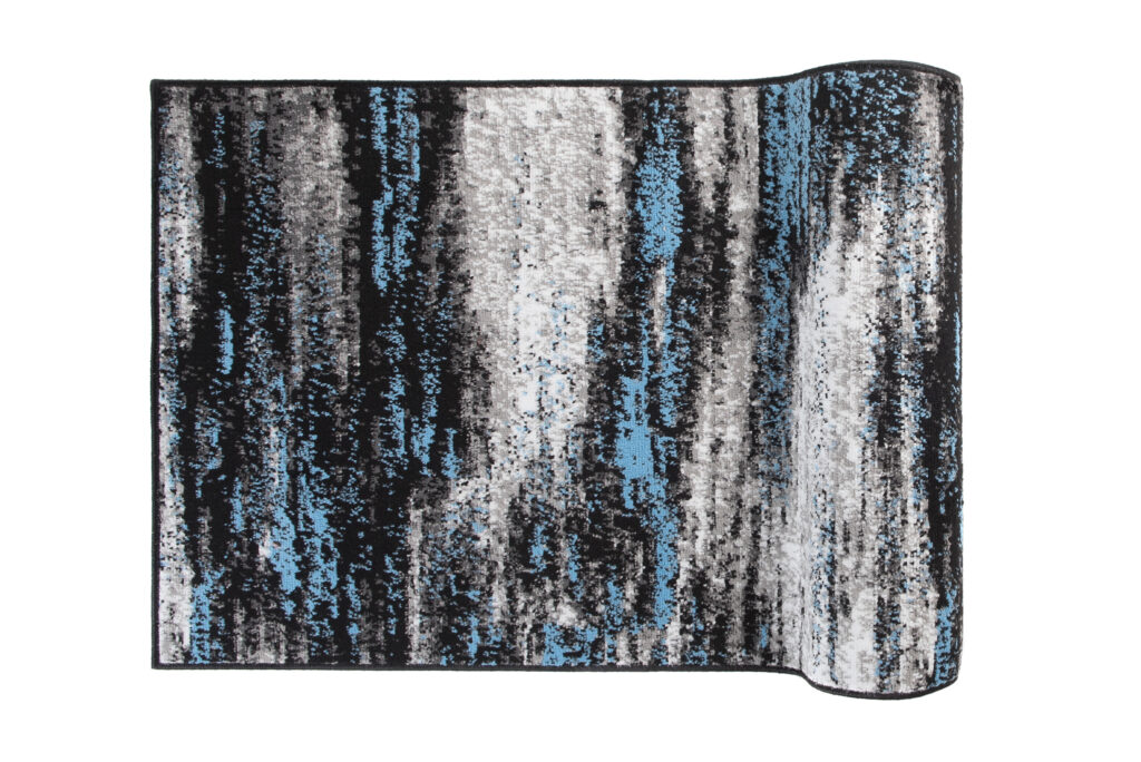 Alfombra de Pasillo Maya Gris Negro Azul Abstracto