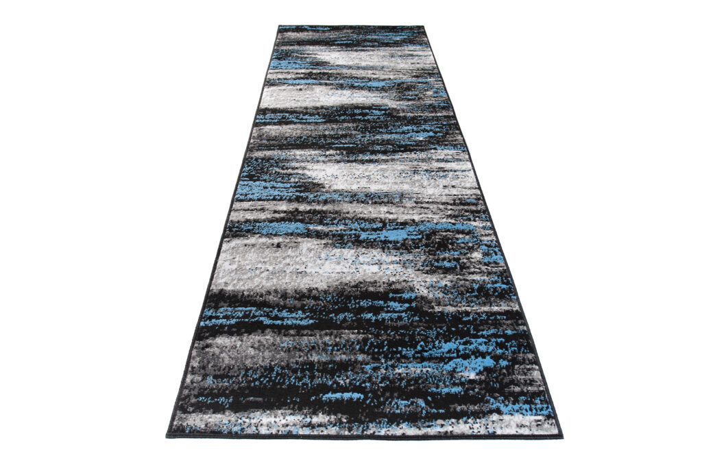 Alfombra de Pasillo Maya Gris Negro Azul Abstracto