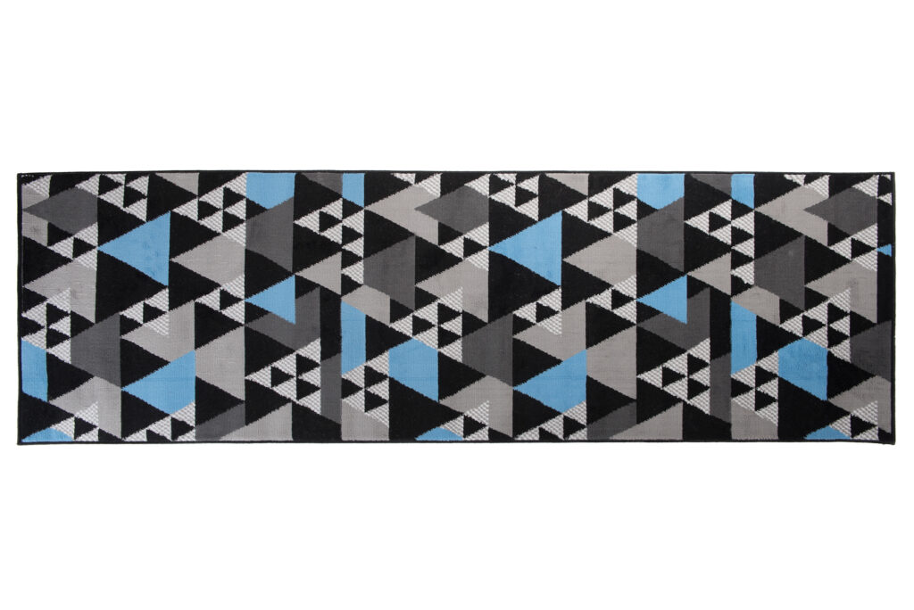 Alfombra de Pasillo Maya Gris Azul Geométrico Triángulos