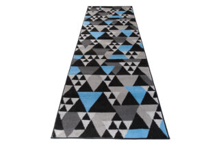 Alfombra de Pasillo Maya Gris Azul Geométrico Triángulos