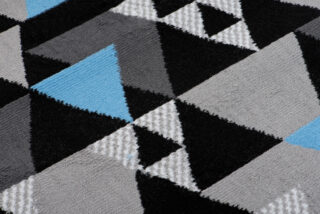 Alfombra de Pasillo Maya Gris Azul Geométrico Triángulos