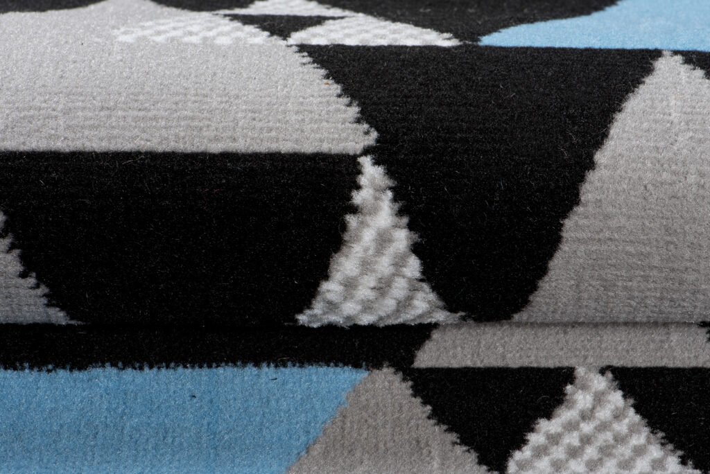 Alfombra de Pasillo Maya Gris Azul Geométrico Triángulos