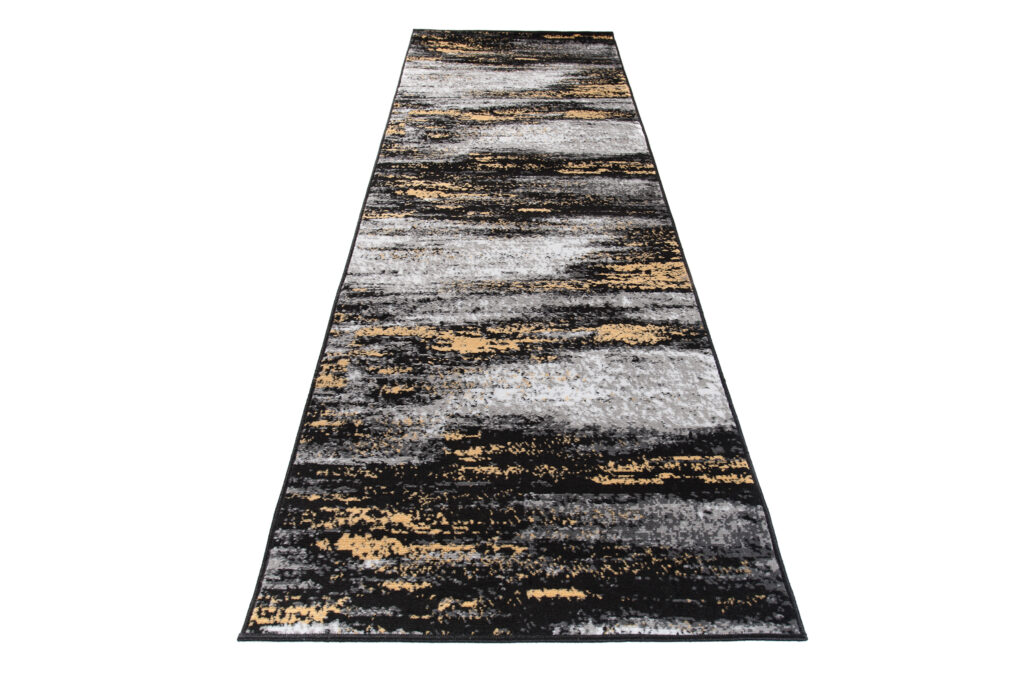 Alfombra de Pasillo Maya Gris Negro Amarillo Abstracto