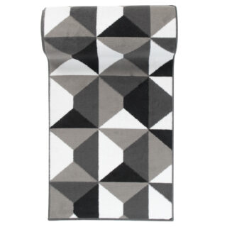 Alfombra de Pasillo Maya Gris Negro Geométrico Cuadrados