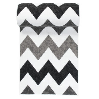 Alfombra de Pasillo Maya Gris Negro Geométrico Zigzag