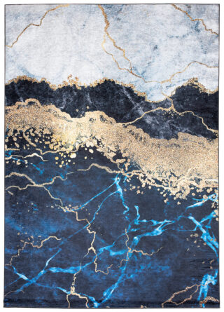 Alfombra Toscana Azul Dorado Mármol