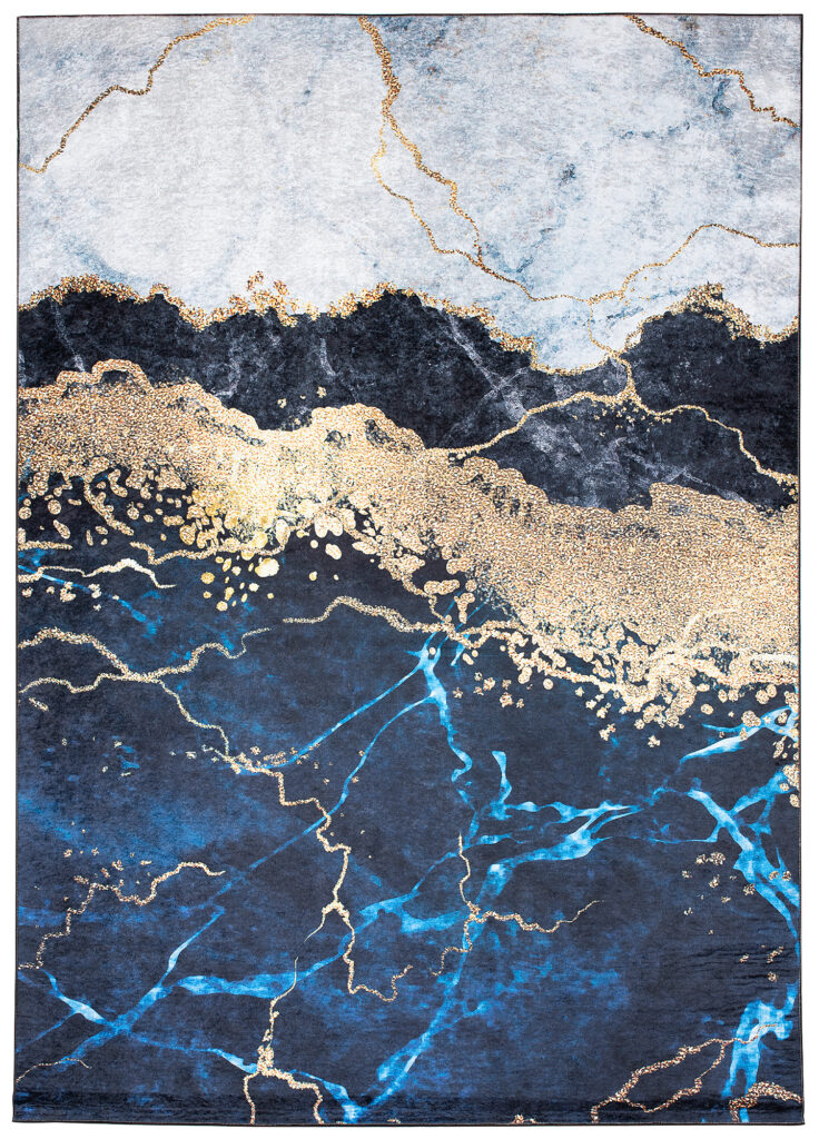 Alfombra Toscana Azul Dorado Mármol