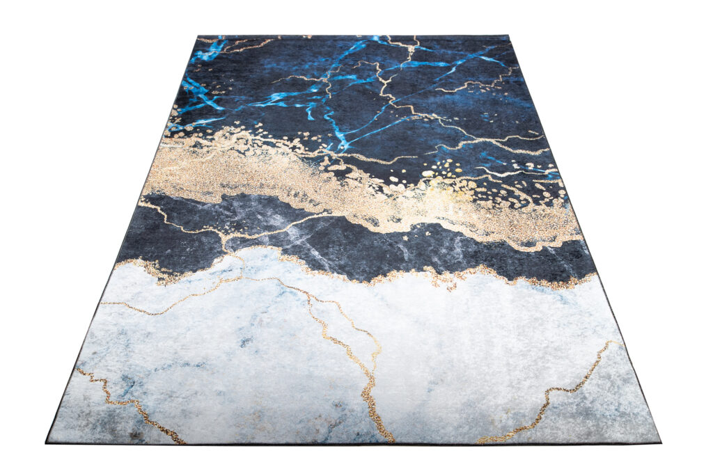 Alfombra Toscana Azul Dorado Mármol
