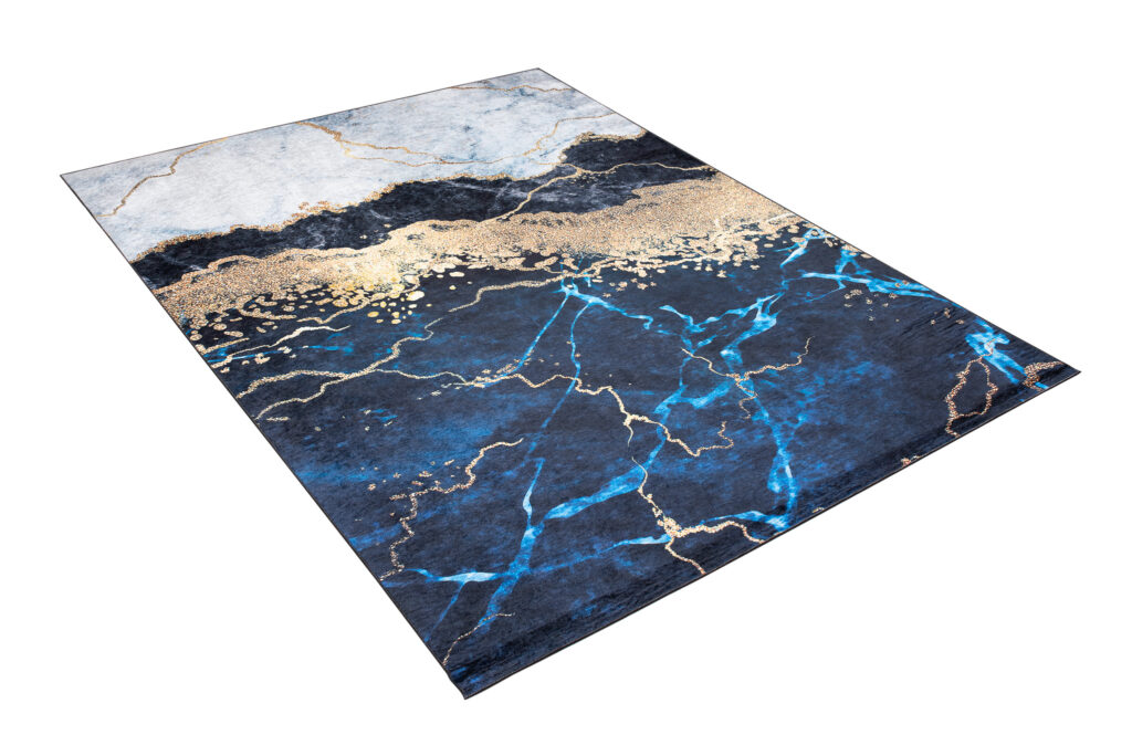 Alfombra Toscana Azul Dorado Mármol