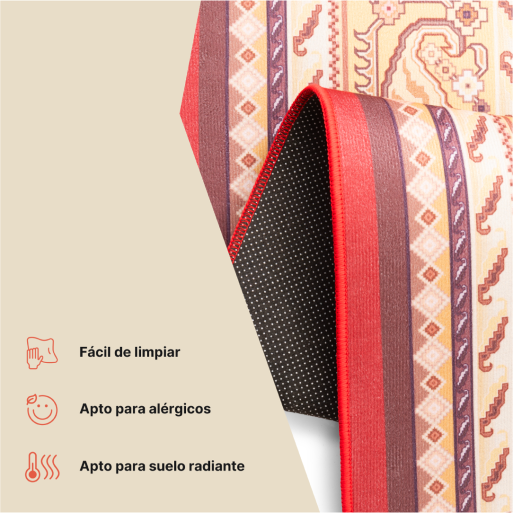 Alfombra Nora Roja Clásica Antideslizante