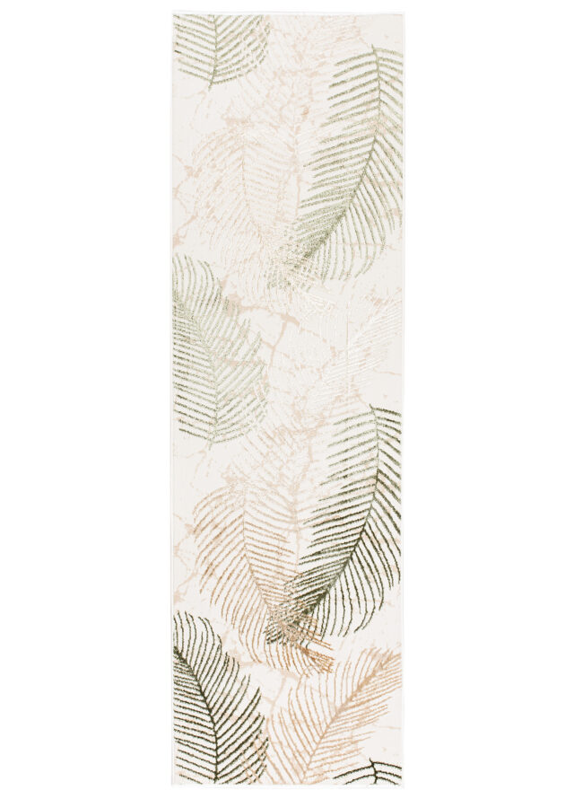 Alfombra de Pasillo Crystal Beige Verde Hojas