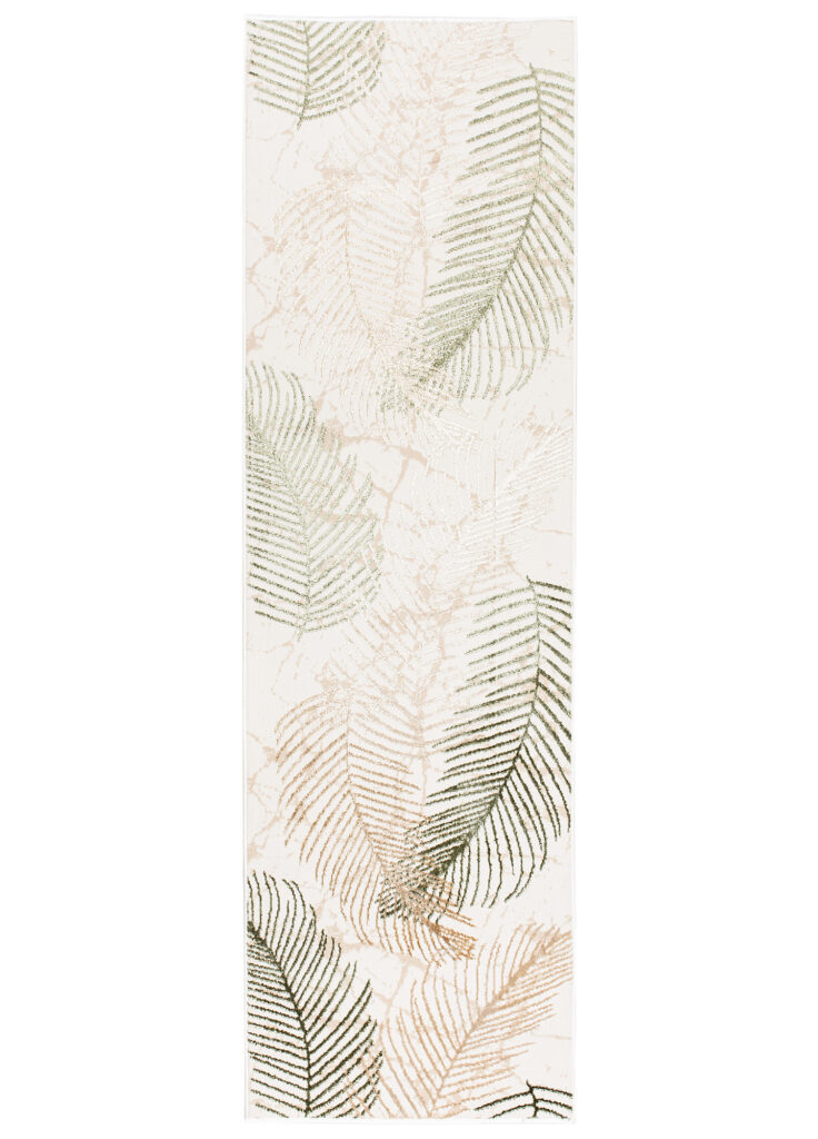 Alfombra de Pasillo Crystal Beige Verde Hojas