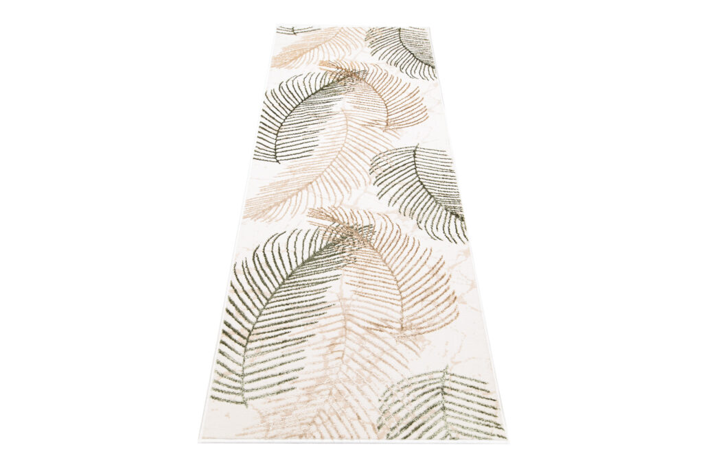 Alfombra de Pasillo Crystal Beige Verde Hojas