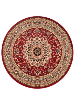 Alfombra Atlas Redonda Ornamento Rojo Beige