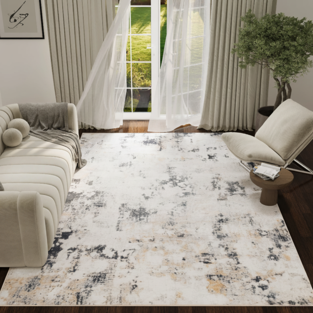 Alfombra Ash Blanco Gris Beige Antideslizante