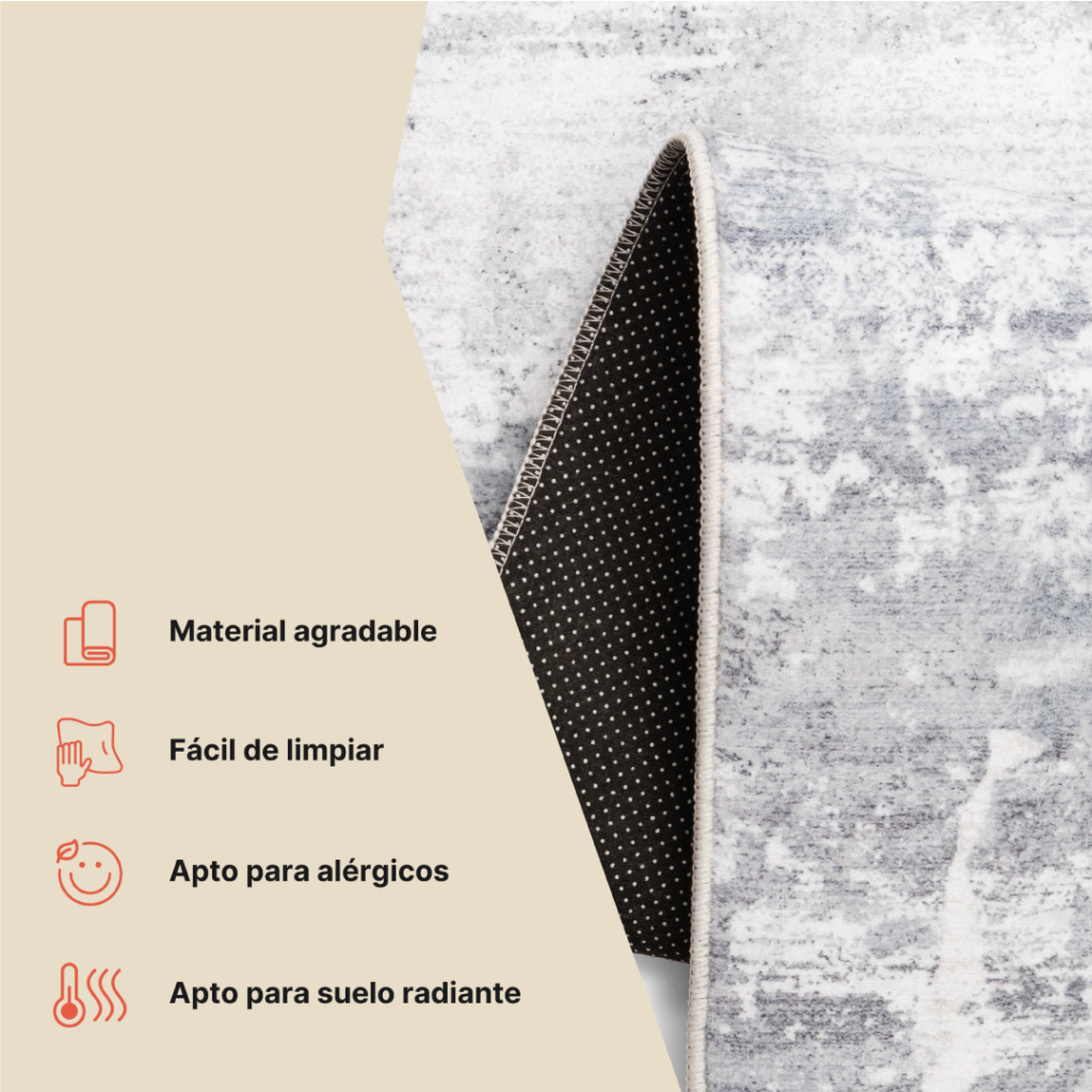 Alfombra Ash Gris Claro Antideslizante