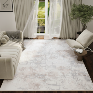 Alfombra Ash Beige Crema Antideslizante