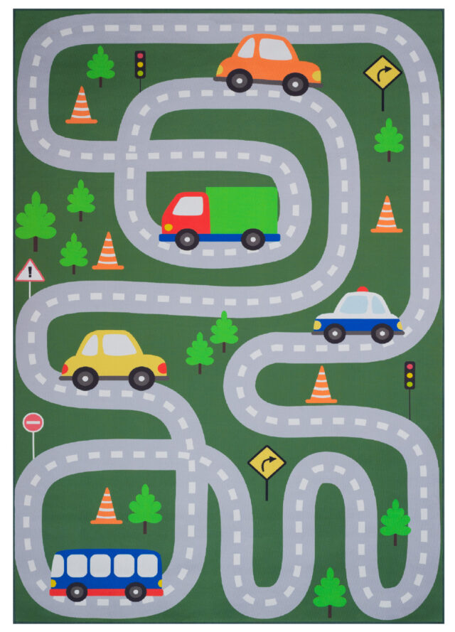 Alfombra Infantil Snooki Verde Carretera Antideslizante