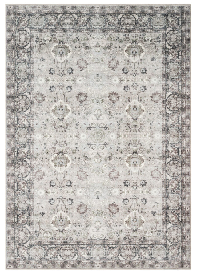 Alfombra Ispahan Gris Verde Motivo Floral