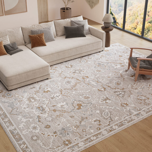 Alfombra Trend Beige Gris Floral