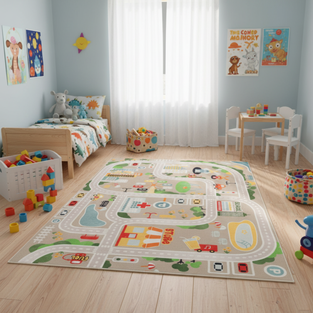 Alfombra Infantil Joy Beige Ciudad Antideslizante