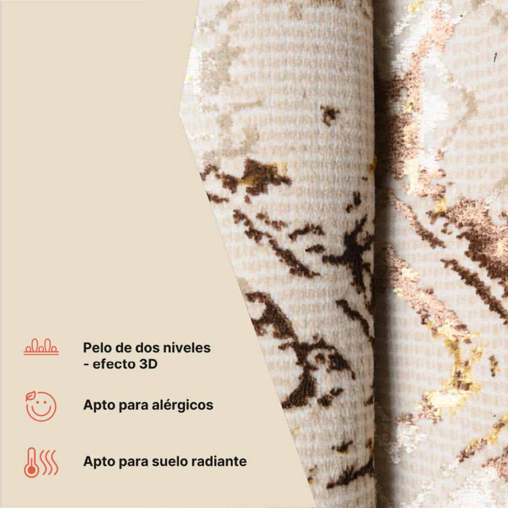 Alfombra Golden Crema Dorado Rombos Moteado