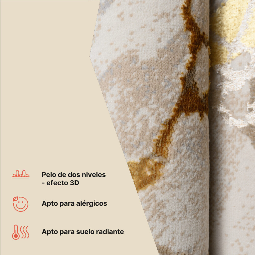 Alfombra Golden Crema Dorado Abstracto Líneas