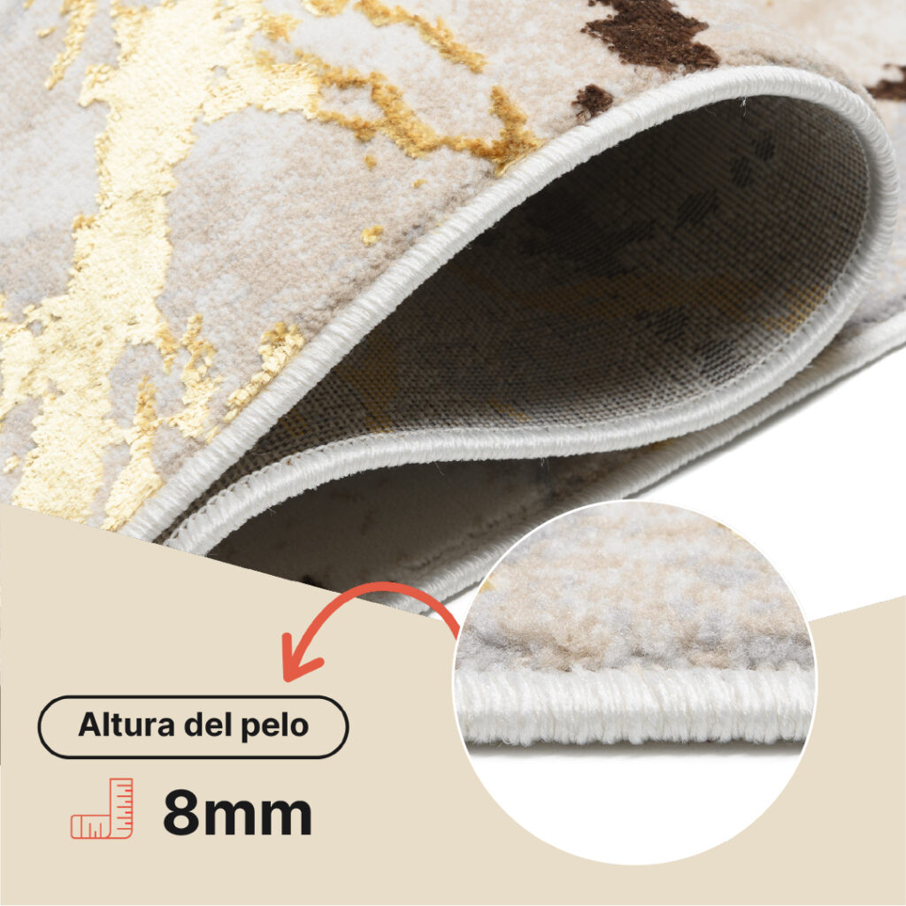Alfombra Golden Crema Dorado Marrón Líneas