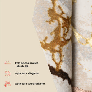 Alfombra Golden Crema Dorado Marrón Líneas