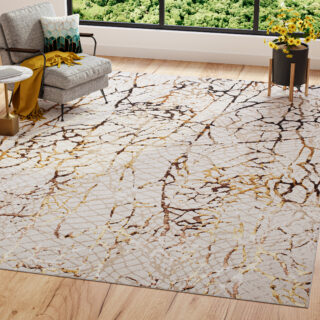 Alfombra Golden Crema Dorado Marrón Piel de Serpiente