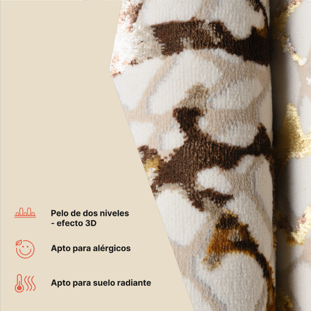 Alfombra Golden Crema Dorado Marrón Piel de Serpiente