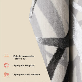 Alfombra Golden Crema Gris Beige Hojas