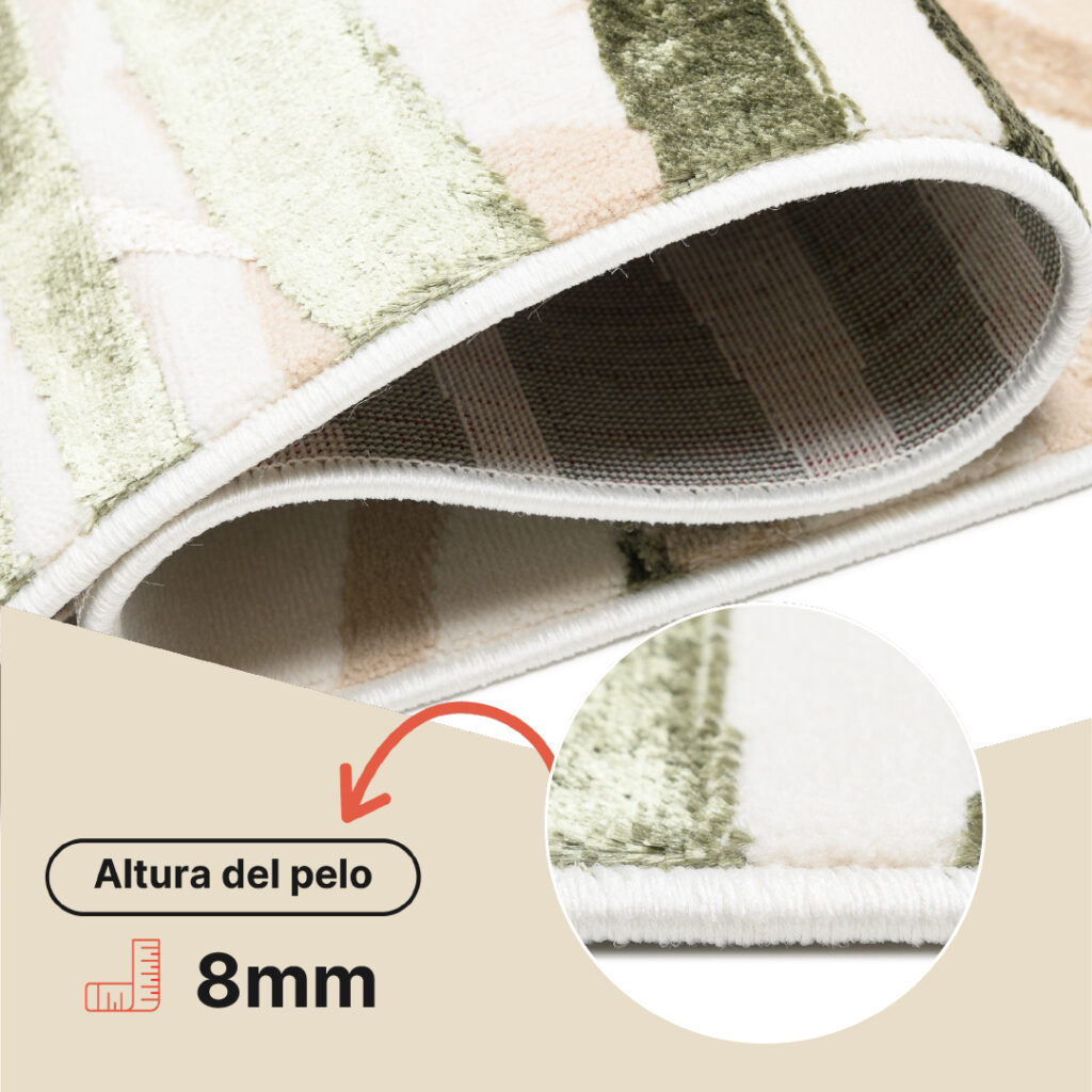 Alfombra Golden Crema Beige Verde Hojas