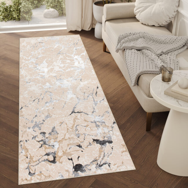 Alfombra de Pasillo Crystal Beige Gris Abstracto