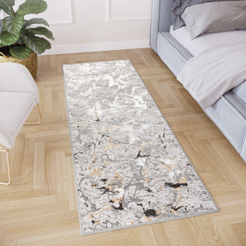 Alfombra de Pasillo Crystal Gris Beige Abstracto