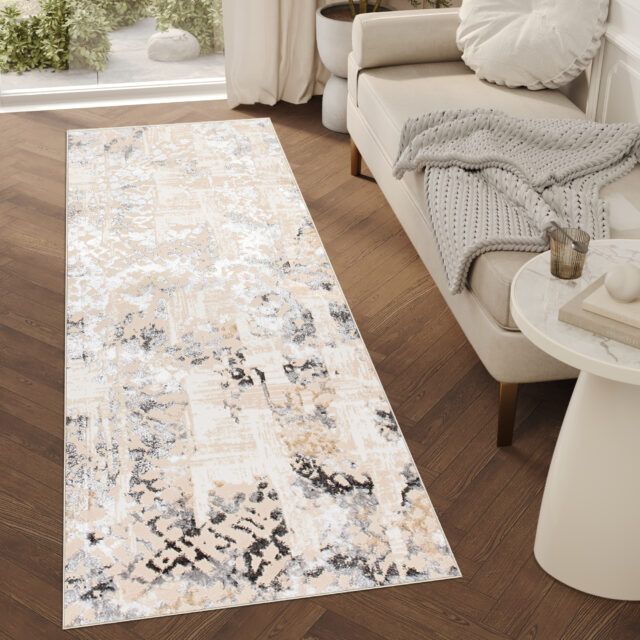 Alfombra de Pasillo Crystal Beige Gris Retro