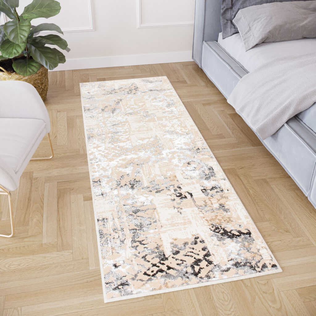 Alfombra de Pasillo Crystal Beige Gris Retro